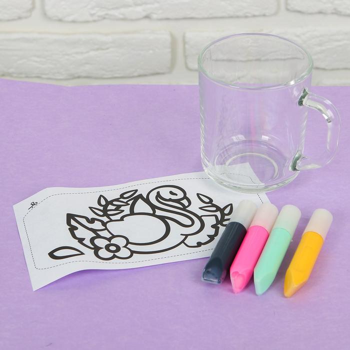 Роспись кружки витражными красками "Фламинго"