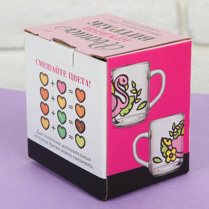 Роспись кружки витражными красками "Фламинго"