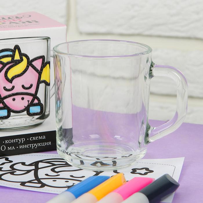 Роспись кружки витражными красками "Единорог"