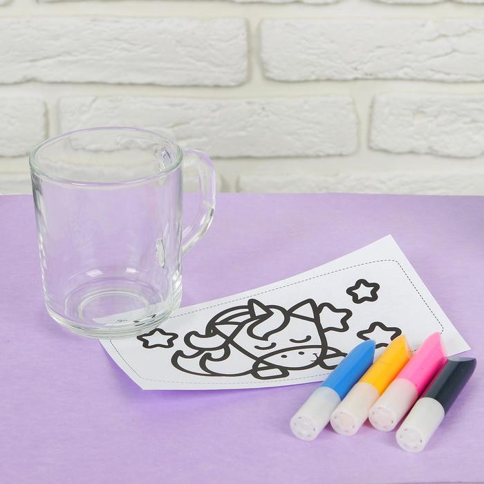 Роспись кружки витражными красками "Единорог"