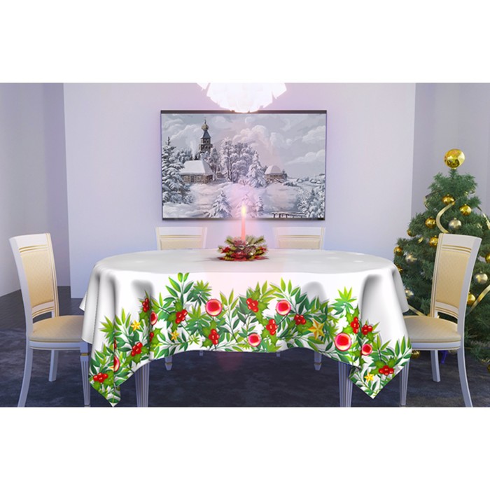 Скатерть "Снег Кружит" 145х145 см