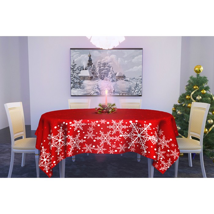 Скатерть "Снежинки" 145х145 см