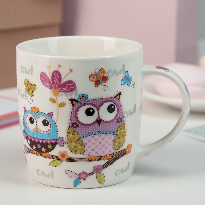 Кружка 330 мл "Совы в любви", рисунок МИКС