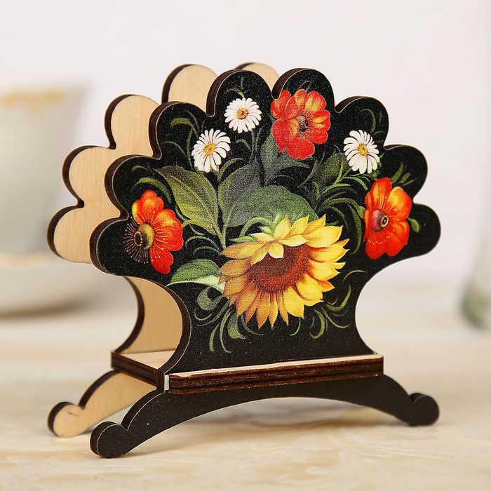 Салфетница «Подсолнух и маки», 11,2×10,3×4 см