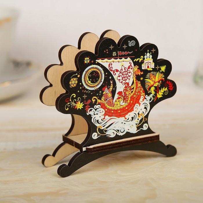 Салфетница «Лебедь», палех, 11,2×10,3×4 см