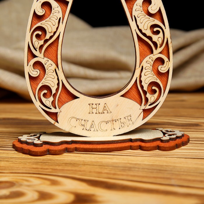 Подкова «Любимой бабушке/на счастье», с узором, настольная, двусторонняя, 5×12×10 см