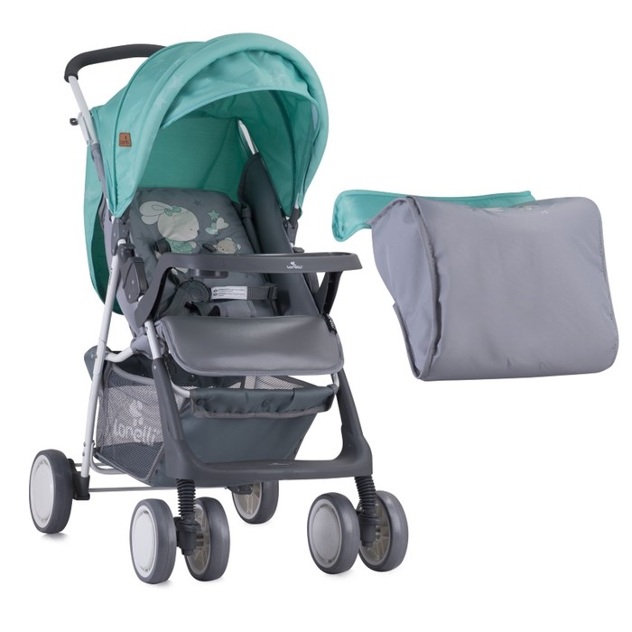 Коляска прогулочная Lorelli Terra с накидкой на ножки, Серо-Зелёный/Grey&Green Bunnies 1837 378738