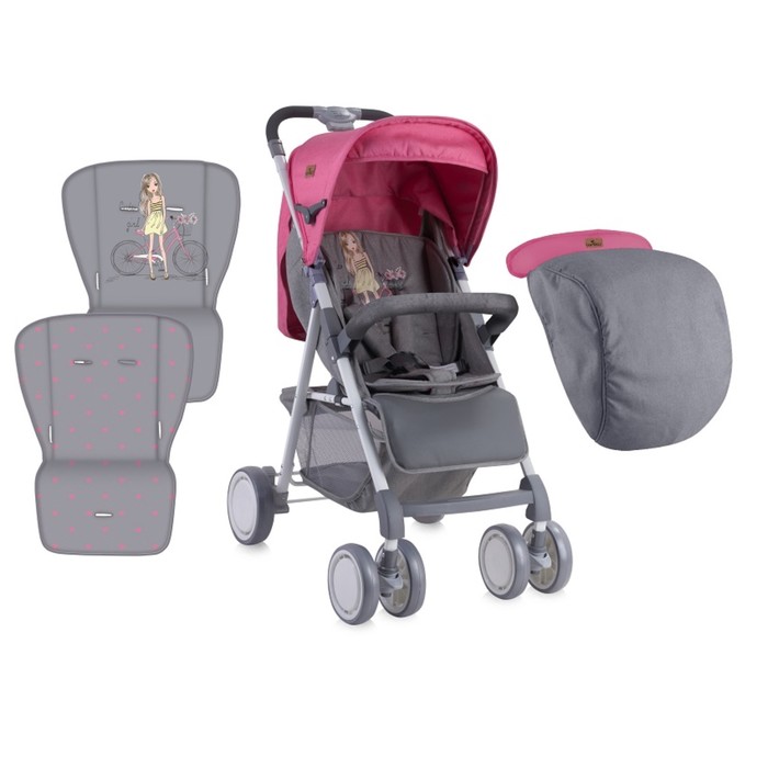 Коляска прогулочная Lorelli Aero с накидкой на ножки, Розово-серый / Rose&Grey Girl 1740