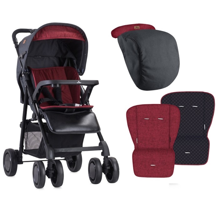 Коляска прогулочная Lorelli Aero с накидкой на ножки, Чёрно-красный / Black&Red 1800
