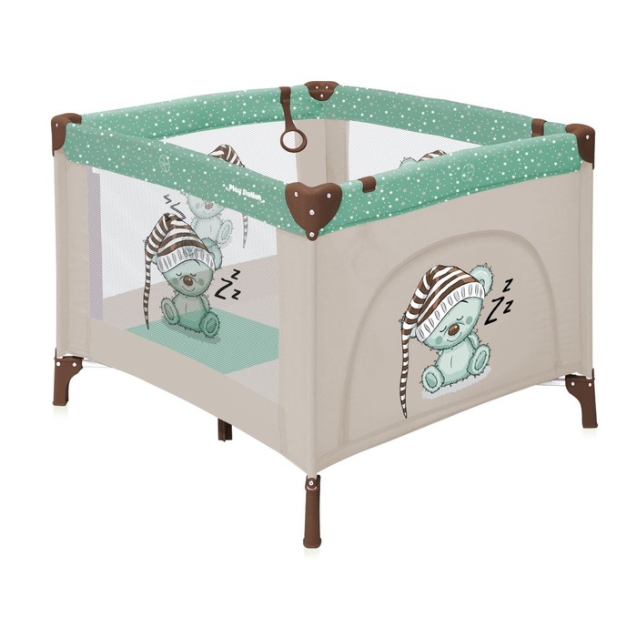 Манеж Lorelli Play station, Бежево-Зелёный / Beige&Green Sleeping Bear 1802