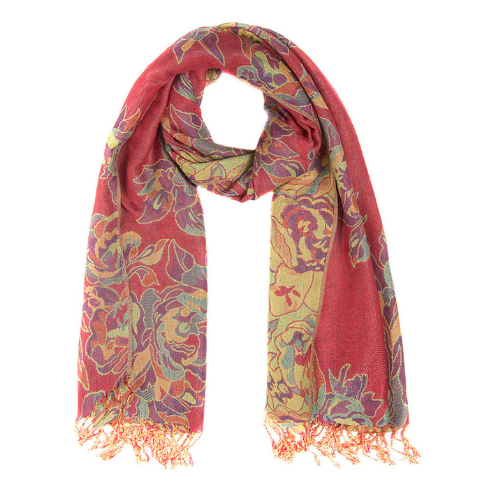 Палантин женский P3567_3 цвет кораловый, р-р 70x180