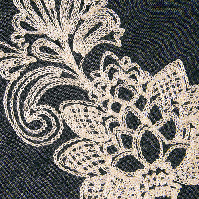 Палантин с вышивкой PC3942_1 цвет чёрный, р-р 70x180