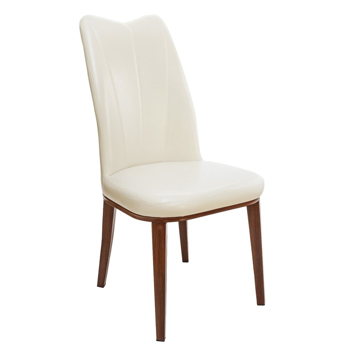 Стул X-2, 430 х 440 х 940 мм, каркас металл тёмно-коричневый, кожзам белый глянец