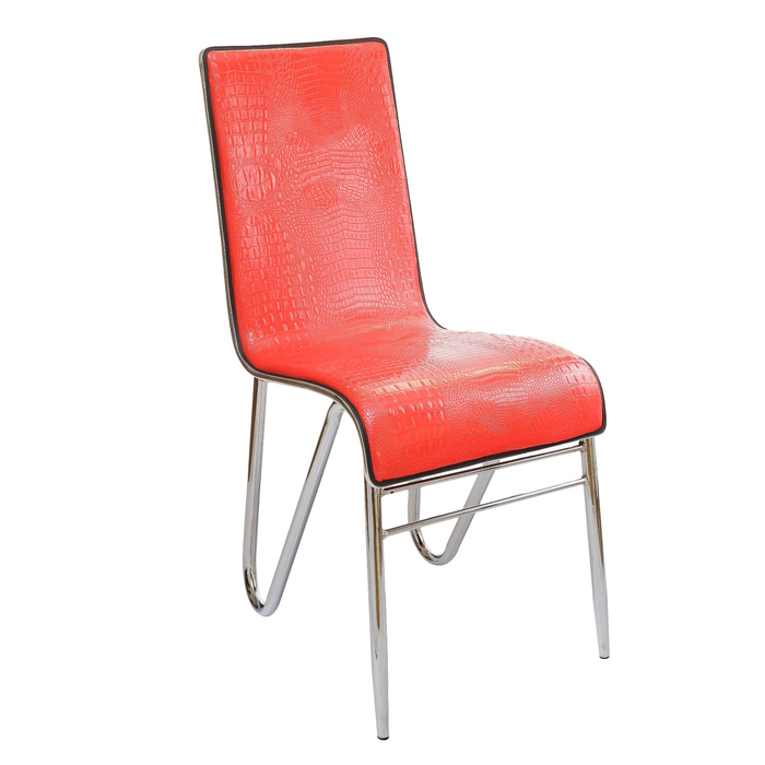 Стул Y-37, 380 х 380 х 900 мм, искусственная кожа, цвет красный крокодил/хром
