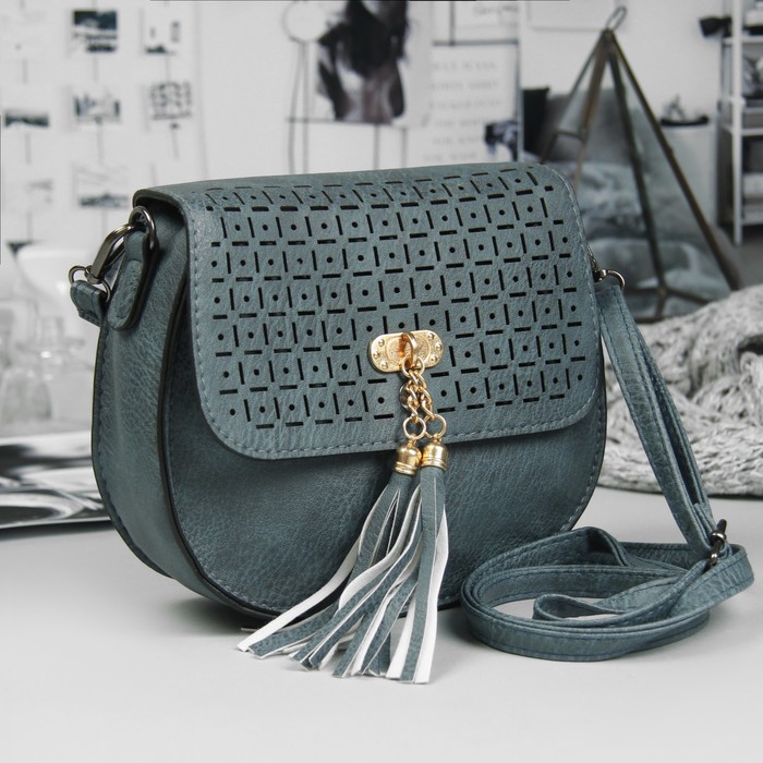 Сумка женская, отдел на молнии, регулируемый ремень, цвет серый