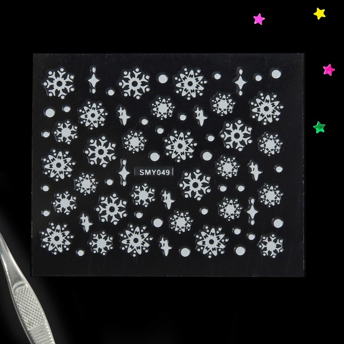 Наклейки для ногтей "Снежинки, точки"