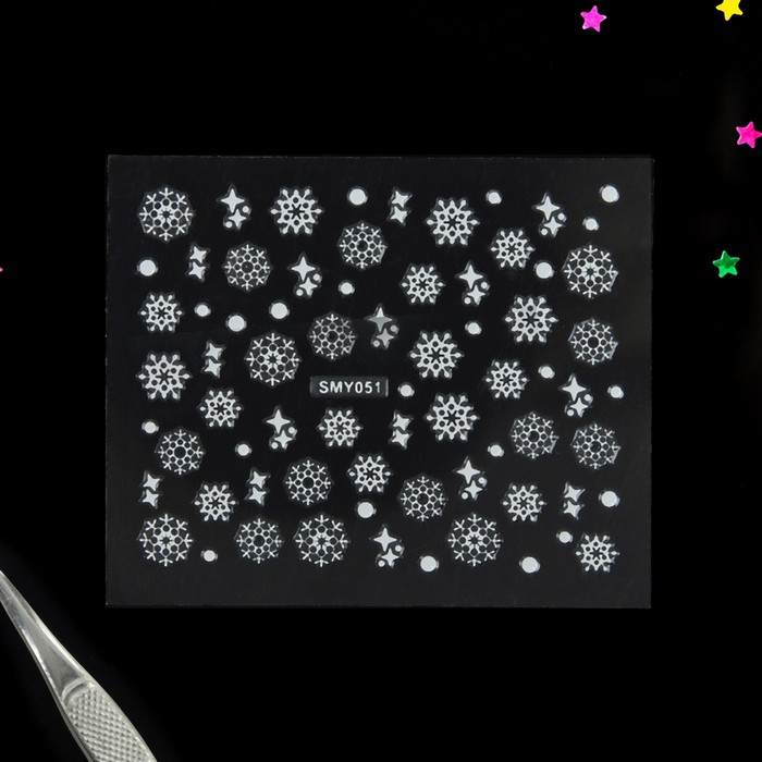 Наклейки для ногтей "Снежинки, звёздочки"