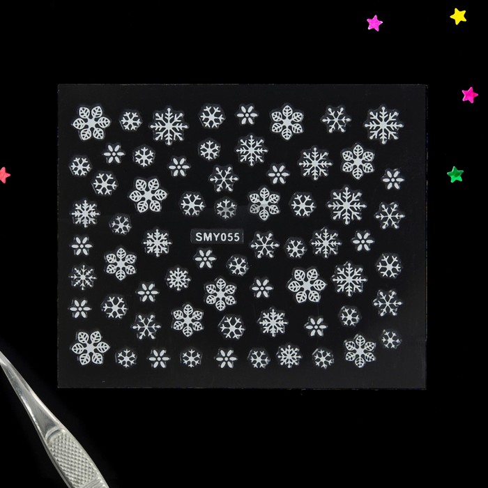 Наклейки для ногтей "Снежинки, цветочки"