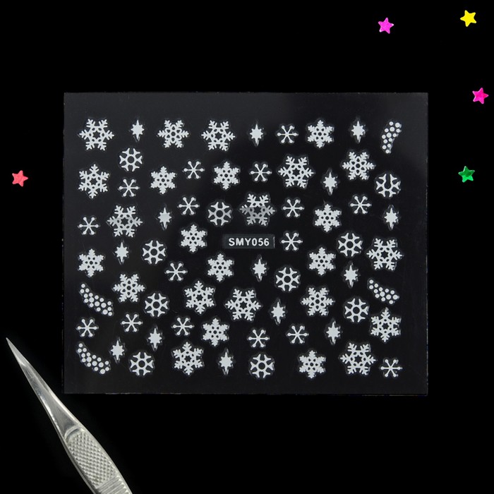 Наклейки для ногтей "Снежинки, точки"