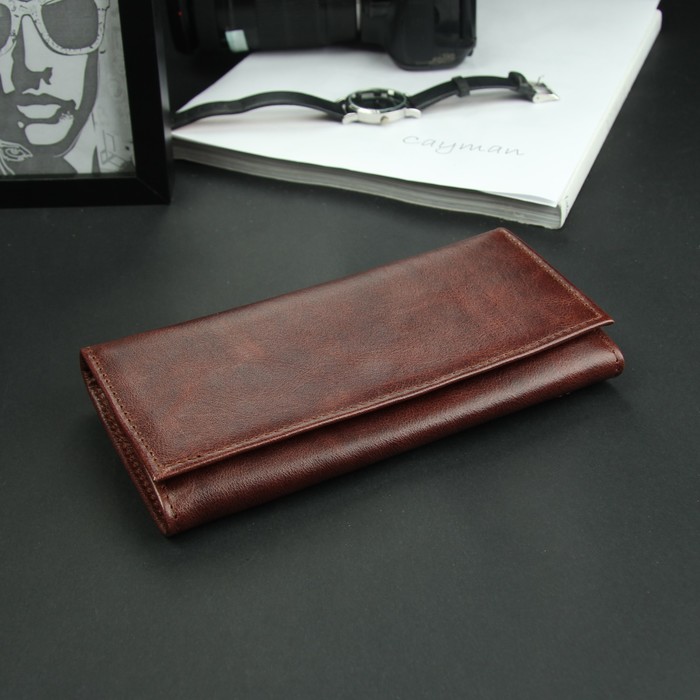 Кошелёк женский, 5 отделов, для карт с защитой от сканирования, для монет, пулап, цвет тёмно-коричневый