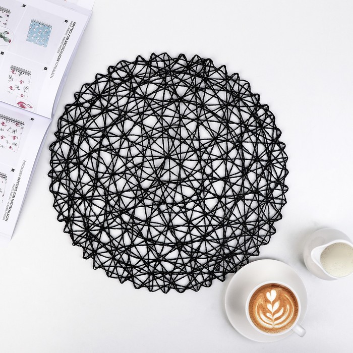 Салфетка кухонная "Одуванчик" 38х38 см, цвет чёрный