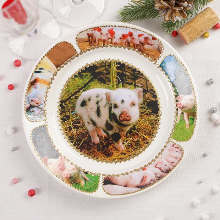 Декоративная тарелка «Свинка», настенная, D=20 см