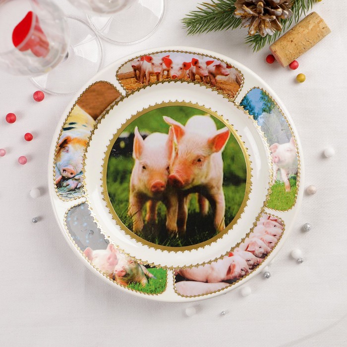 Декоративная тарелка «Друзья поросята», настенная, D=20 см