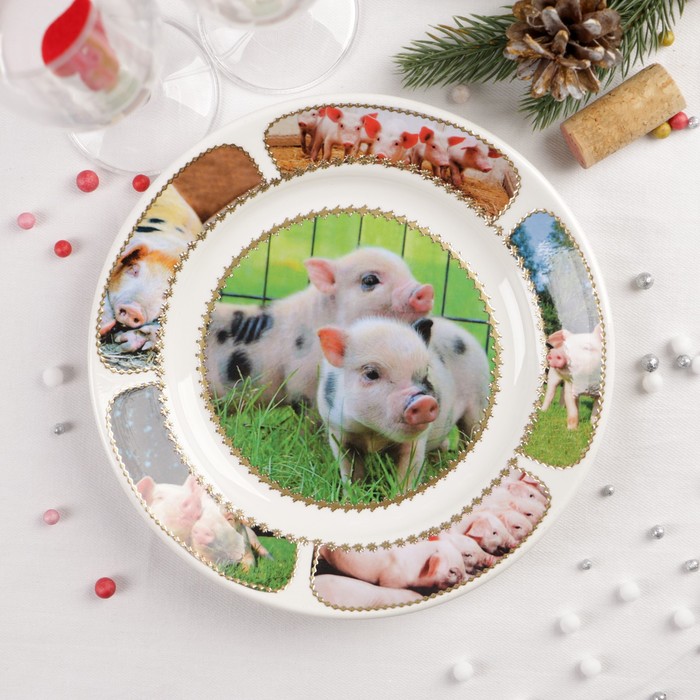 Декоративная тарелка «Свинки», настенная, D=20 см