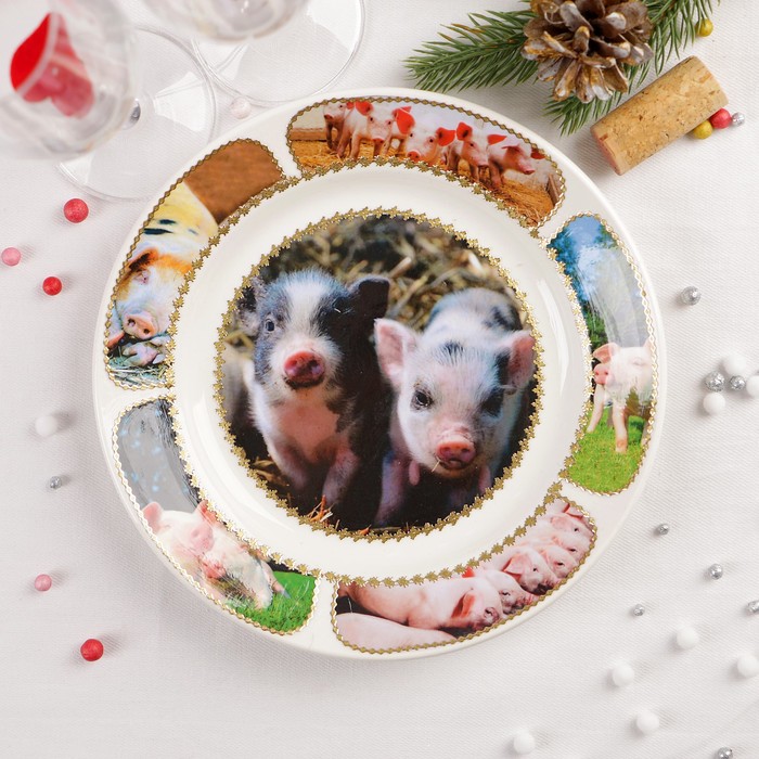 Декоративная тарелка «Милые поросята», настенная, D=20 см