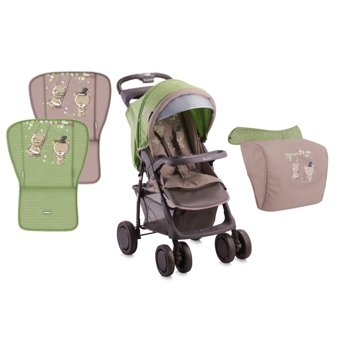 Коляска прогулочная Lorelli Foxy с накидкой на ножки, Зелёно-бежев./ Beige&Green Bears 1629 378739