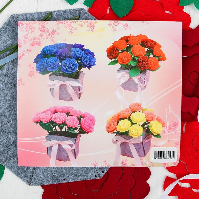 Набор для создания букета из фетра "Розы", цвет красный