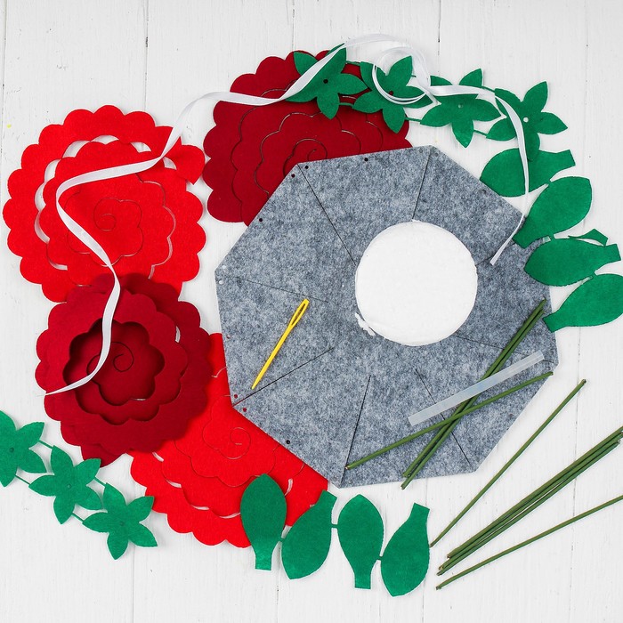 Набор для создания букета из фетра "Розы", цвет красный
