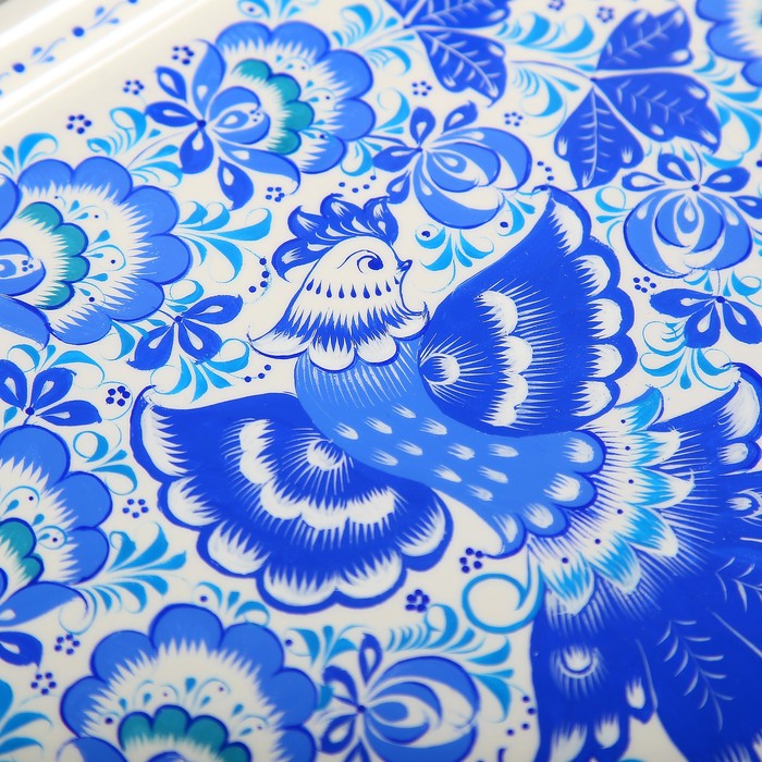 Поднос «Птица», зимняя хохлома, ручная роспись, 40×26 см