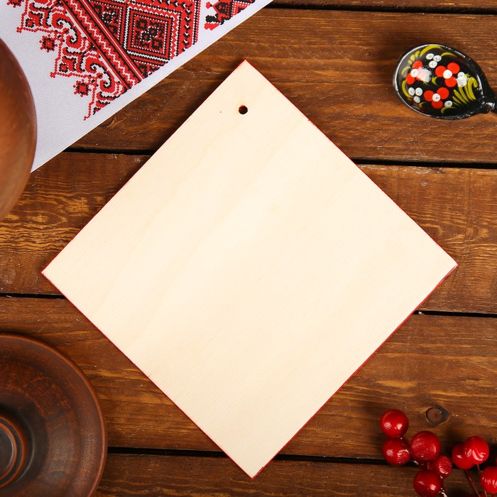 Подставка под горячее, 14×14×0,5 см, шенкурская роспись, красная