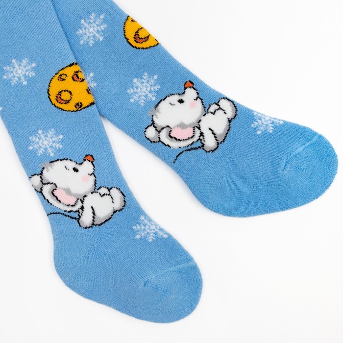 Колготки детские плюшевые ПФС70-2009, цвет голубой, рост 80-86 см