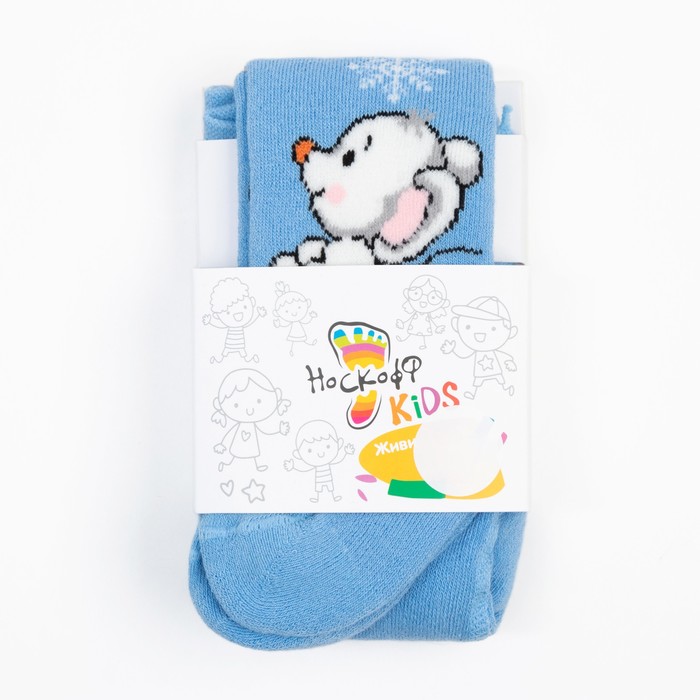 Колготки детские плюшевые ПФС70-2009, цвет голубой, рост 80-86 см