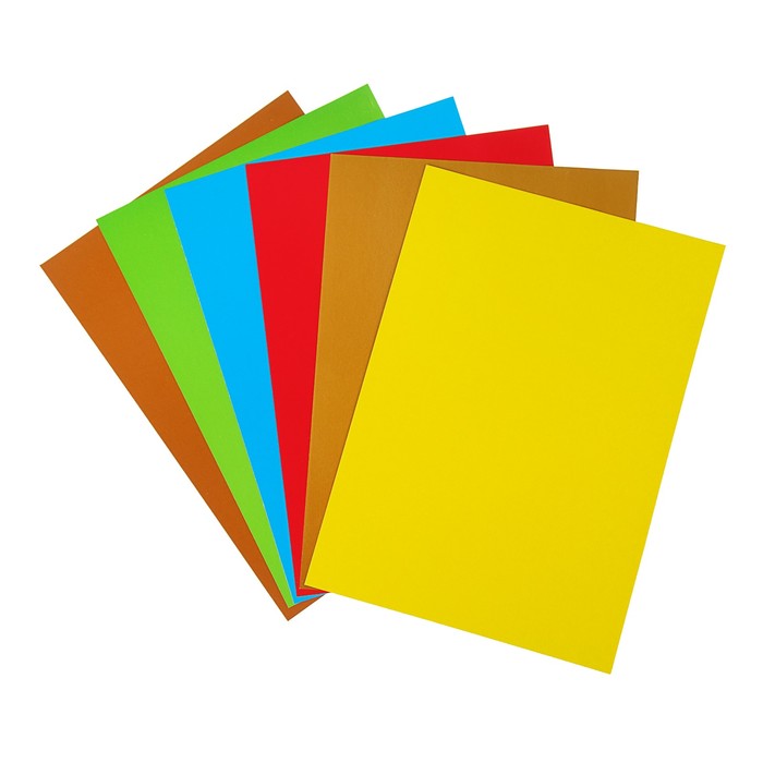 Картон цветной А4, 6 листов, 6 цветов "Машинка", односторонний мелованный