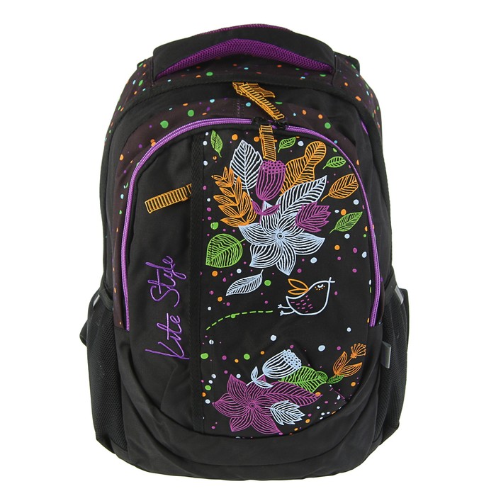 Рюкзак школьный эргономичная спинка Kite 855 Junior-3, 40 х 30 х 17 см, чёрный