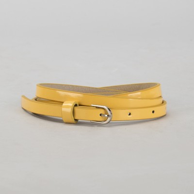 Ремень женский, гладкий, ширина - 1 см, пряжка металл, цвет жёлтый