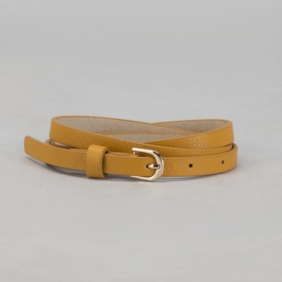 Ремень женский, гладкий, ширина - 1 см, пряжка золото, цвет горчичный