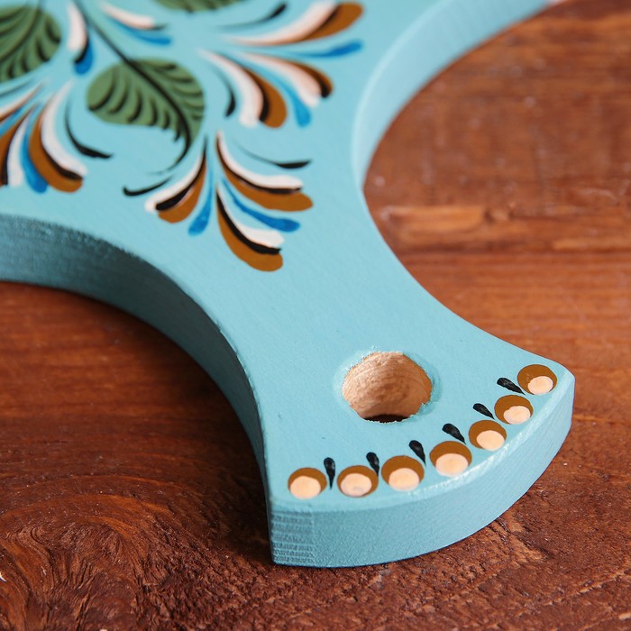 Доска разделочная, 18×23×0,5 см, шенкурская роспись, синяя