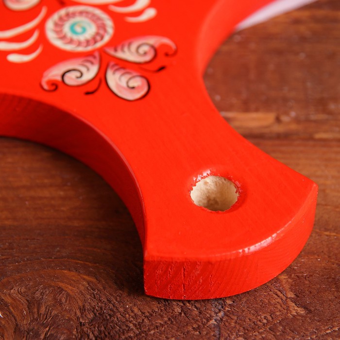 Доска разделочная, 18×23×0,8 см, шенкурская роспись, красная