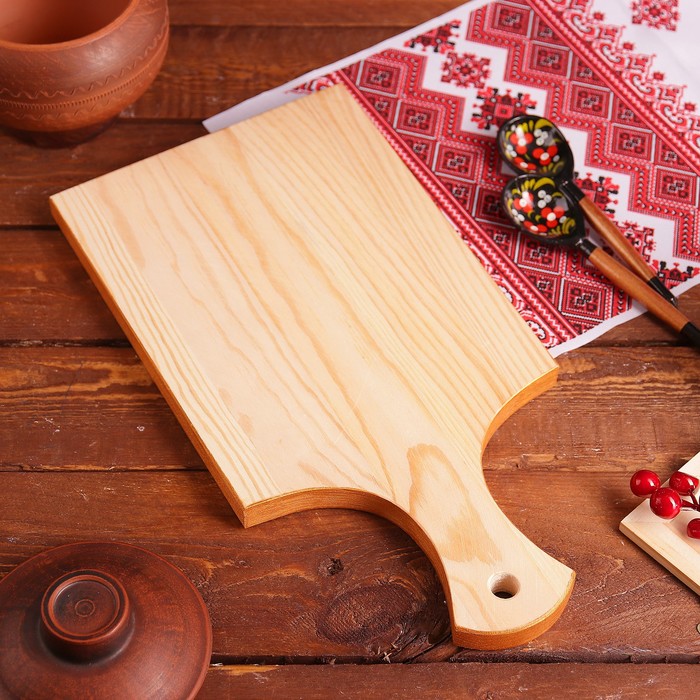 Доска разделочная, 33,5×16×0,8 см, шенкурская роспись, синяя