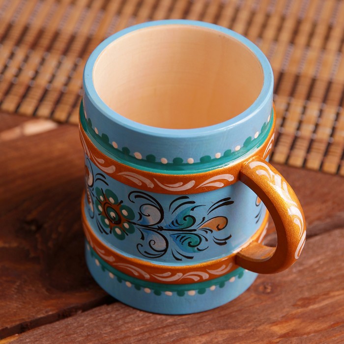 Кружка, 8×8×9 см, шенкурская роспись, синяя