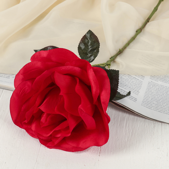 Цветок искусственный "Роза" бутон, 21*60 см, красный