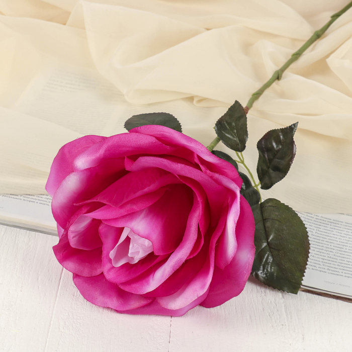 Цветок искусственный "Роза" бутон, 21*60 см, сиреневый с белым