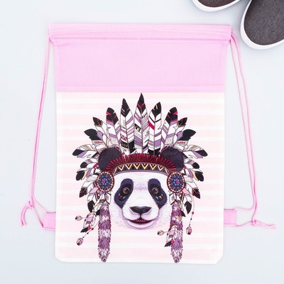 Мешок для обуви н/полотно "Панда", 26 х 37,5 см