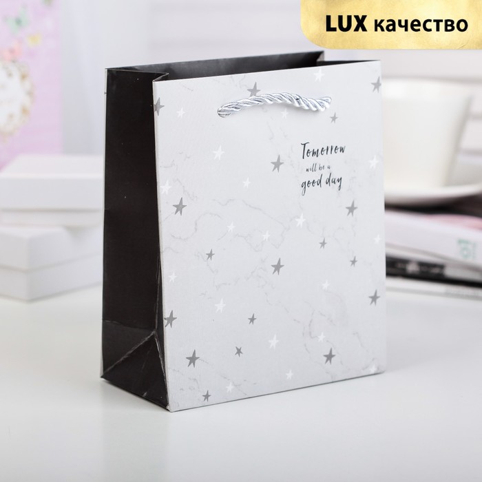 Пакет подарочный "Звёзды", люкс, 14 х 7 х 17 см