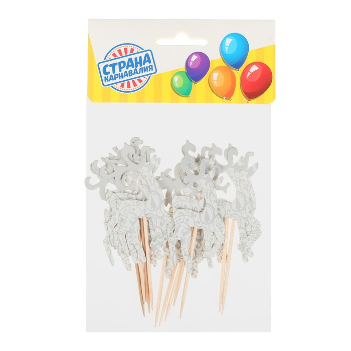 Шпажки для канапе "Новогодний олень" (набор 12 шт)