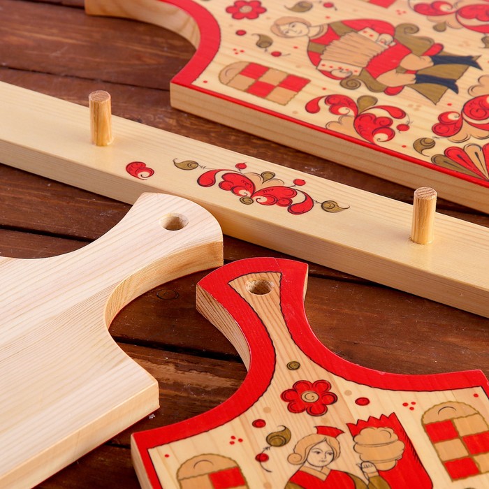 Набор досок разделочных, 4 предмета, 57×35 см, шенкурская роспись,